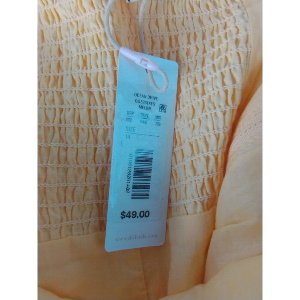 GB Misses 14 Ocean Drive Melon Tie Front Linen Blend Wrap Dress New with Tags - Picture 8 of 9